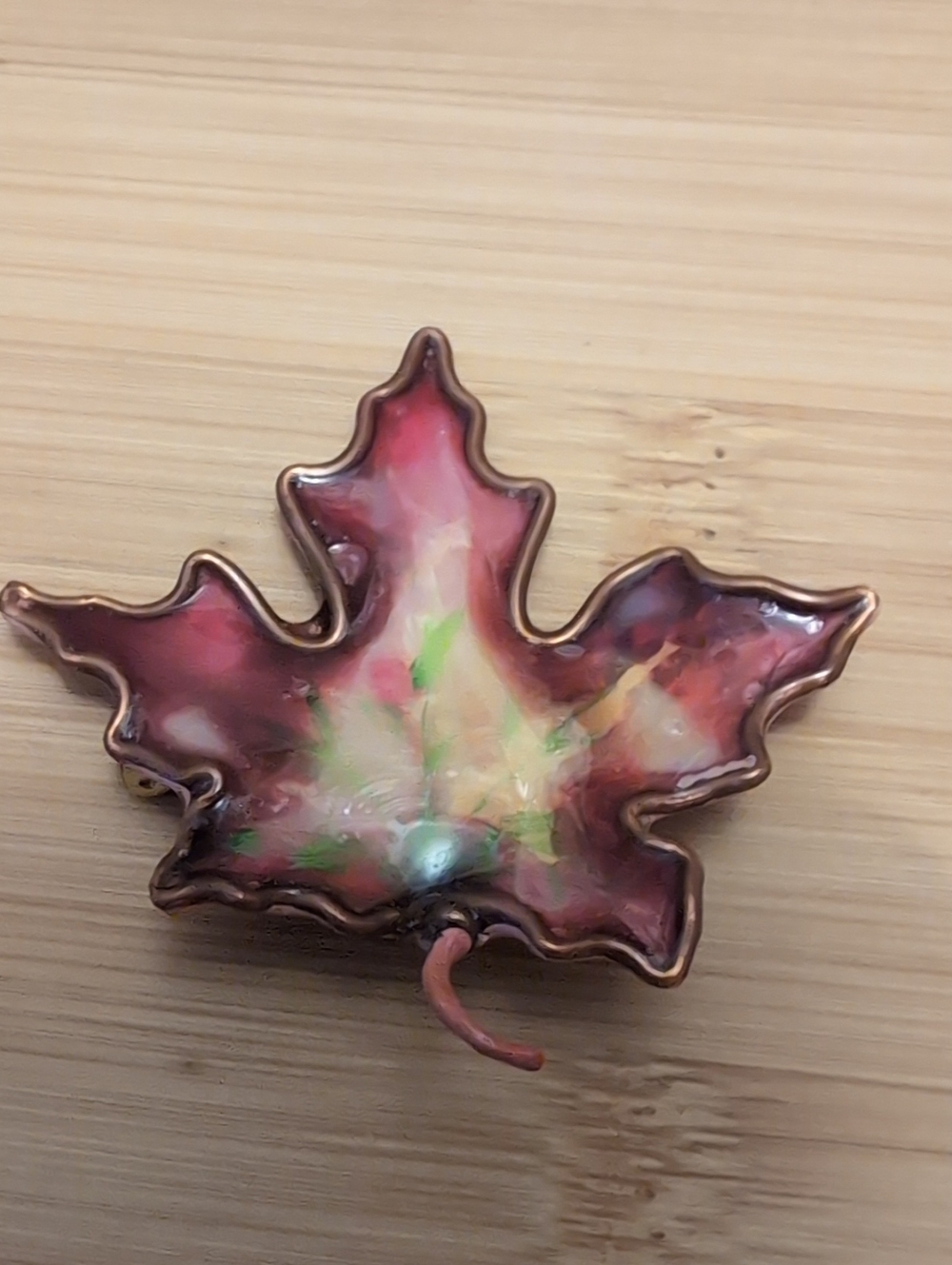 Vintage Red Maple Fall Autumn Brooch Pin